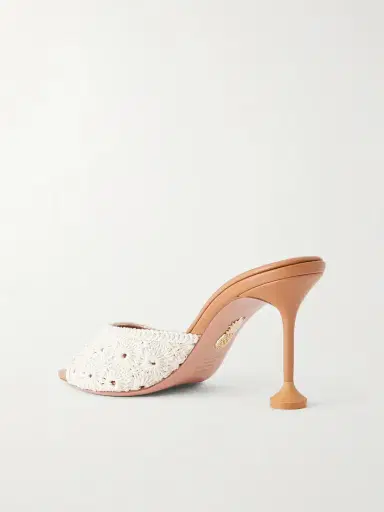 Aquazzura Loom 85 Crochet-trimmed Mules | Thumbnail 3
