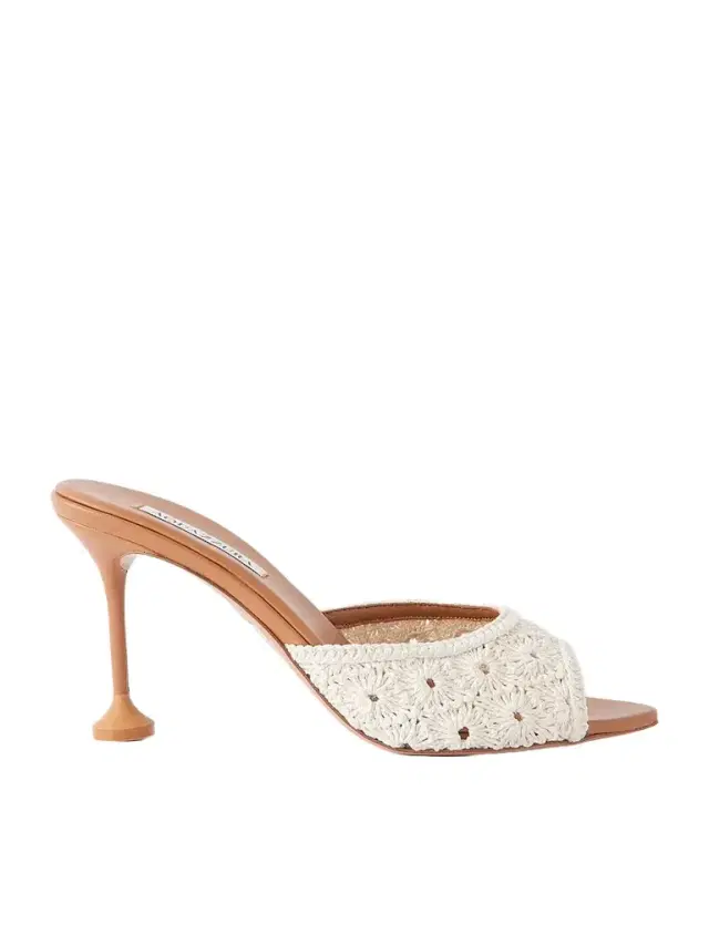 Aquazzura Loom 85 Crochet-trimmed Mules