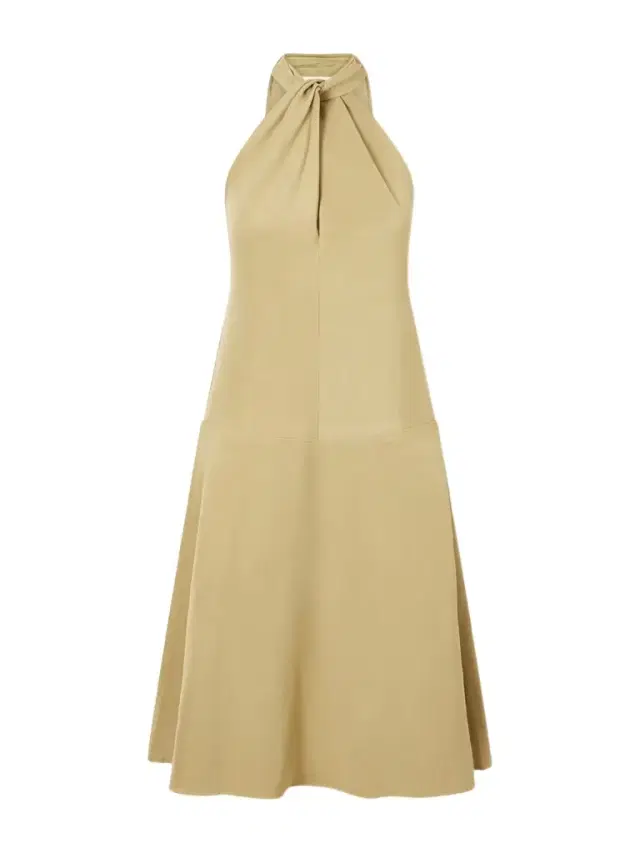 Scarf-detailed Woven Halterneck Midi Dress