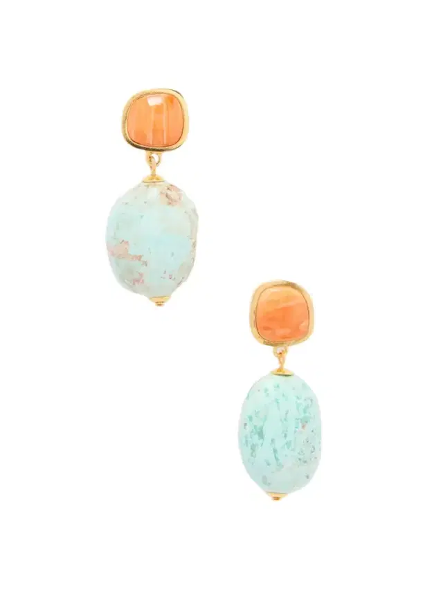 Citrus Splash Gold-plated, Shell And Turquoise Earrings