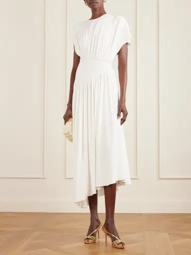 Rabanne Asymmetric Draped Stretch-crepe Midi Dress | Thumbnail 2 Rabanne Asymmetric Draped Stretch-crepe Midi Dress | Thumbnail 2