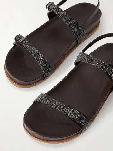 Brunello Cucinelli Embellished Leather Sandals | Thumbnail 5