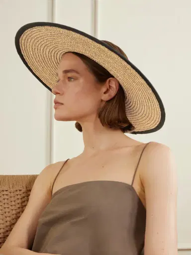 Gigi Burris Ines Cotton-trimmed Straw Visor | Thumbnail 2 Gigi Burris Ines Cotton-trimmed Straw Visor | Thumbnail 2