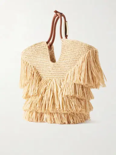 Zimmermann Goldentime Small Leather-trimmed Fringed Raffia Tote | Thumbnail 4 Zimmermann Goldentime Small Leather-trimmed Fringed Raffia Tote | Thumbnail 4