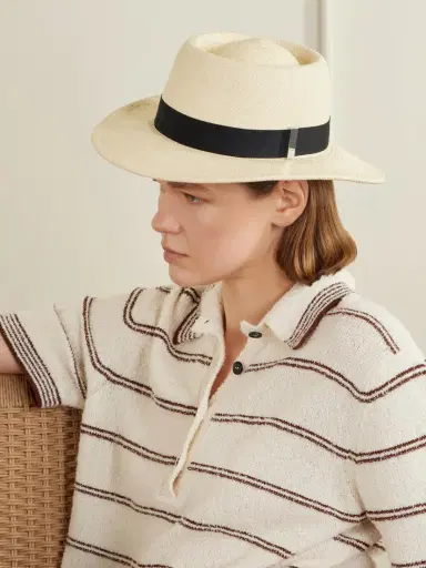 Gigi Burris Sophia Cotton-trimmed Woven Straw Fedora | Thumbnail 2 Gigi Burris Sophia Cotton-trimmed Woven Straw Fedora | Thumbnail 2