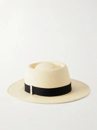 Gigi Burris Sophia Cotton-trimmed Woven Straw Fedora | Thumbnail 3 Gigi Burris Sophia Cotton-trimmed Woven Straw Fedora | Thumbnail 3