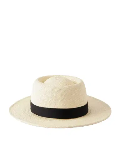 Gigi Burris Sophia Cotton-trimmed Woven Straw Fedora | Thumbnail 1 Gigi Burris Sophia Cotton-trimmed Woven Straw Fedora | Thumbnail 1