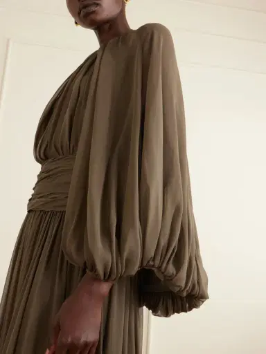 Oscar de la Renta Draped Silk-chiffon Gown | Thumbnail 4