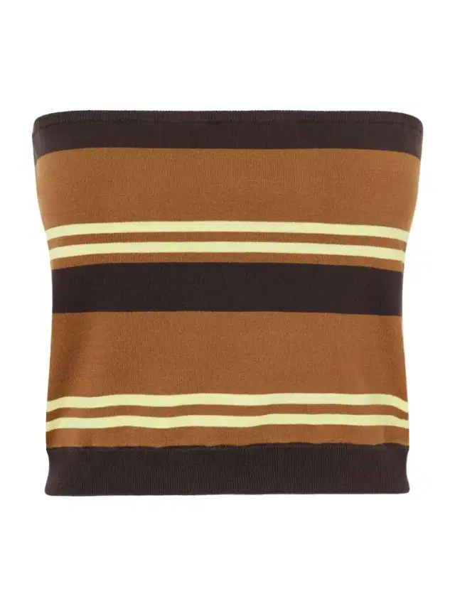 Tibi Strapless Striped Cotton Tank