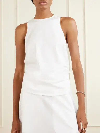 Tibi Ruched Open-back Cotton-blend Jersey Tank | Thumbnail 3 Tibi Ruched Open-back Cotton-blend Jersey Tank | Thumbnail 3
