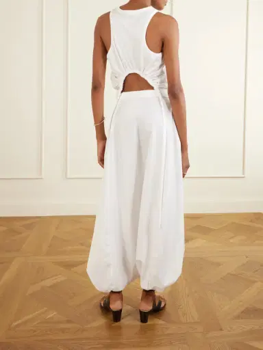 Tibi Ruched Open-back Cotton-blend Jersey Tank | Thumbnail 4 Tibi Ruched Open-back Cotton-blend Jersey Tank | Thumbnail 4