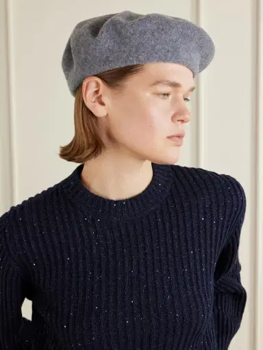 Brunello Cucinelli Embellished Wool-felt Beret | Thumbnail 2 Brunello Cucinelli Embellished Wool-felt Beret | Thumbnail 2