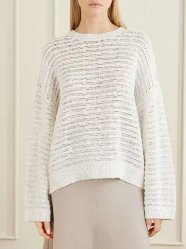 Brunello Cucinelli Open Linen-blend Knit Sweater | Thumbnail 3 Brunello Cucinelli Open Linen-blend Knit Sweater | Thumbnail 3