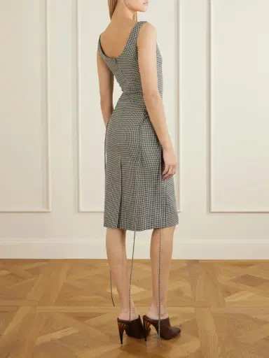 McQueen Checked Corseted Wool Midi Dress | Thumbnail 3 McQueen Checked Corseted Wool Midi Dress | Thumbnail 3