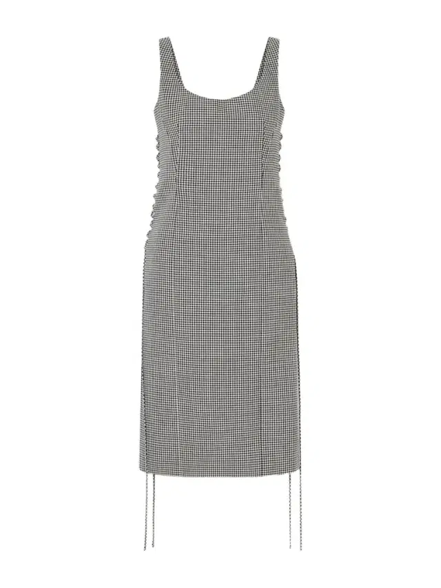Checked Corseted Wool Midi Dress