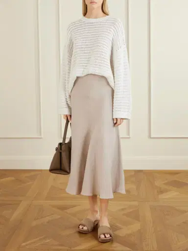 Brunello Cucinelli Linen Midi Skirt | Thumbnail 2