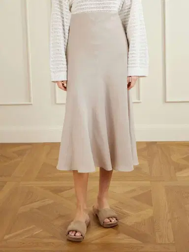 Brunello Cucinelli Linen Midi Skirt | Thumbnail 3