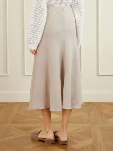 Brunello Cucinelli Linen Midi Skirt | Thumbnail 4