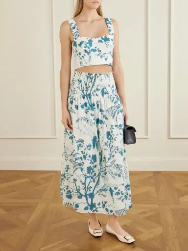 Erdem Crop Floral-print Cotton And Linen-blend Top | Thumbnail 2 Erdem Crop Floral-print Cotton And Linen-blend Top | Thumbnail 2
