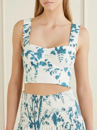 Erdem Crop Floral-print Cotton And Linen-blend Top | Thumbnail 3 Erdem Crop Floral-print Cotton And Linen-blend Top | Thumbnail 3