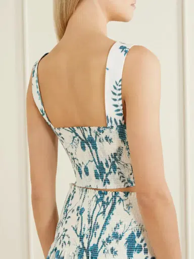 Erdem Crop Floral-print Cotton And Linen-blend Top | Thumbnail 4 Erdem Crop Floral-print Cotton And Linen-blend Top | Thumbnail 4