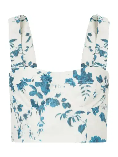 Erdem Crop Floral-print Cotton And Linen-blend Top | Thumbnail 1 Erdem Crop Floral-print Cotton And Linen-blend Top | Thumbnail 1