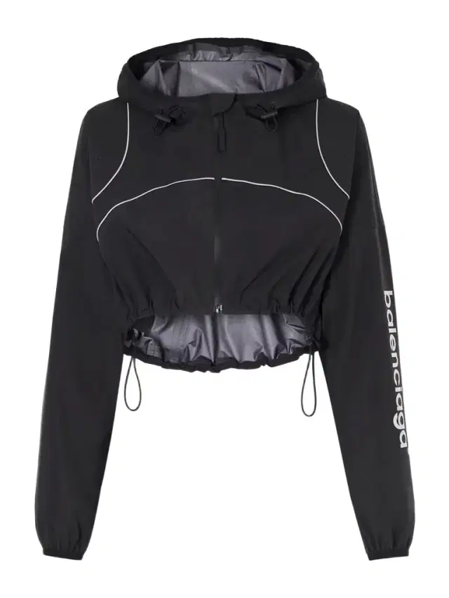Embroidered Cropped Hooded Shell Jacket