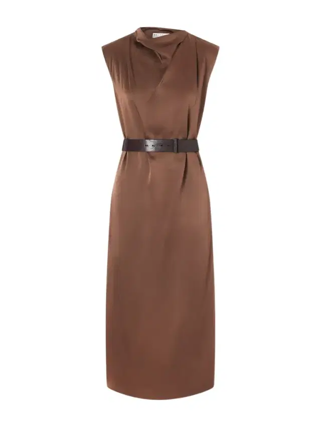 Brunello Cucinelli Belted Satin Midi Dress