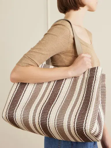 Brunello Cucinelli Striped Leather-trimmed Raffia Tote | Thumbnail 2 Brunello Cucinelli Striped Leather-trimmed Raffia Tote | Thumbnail 2