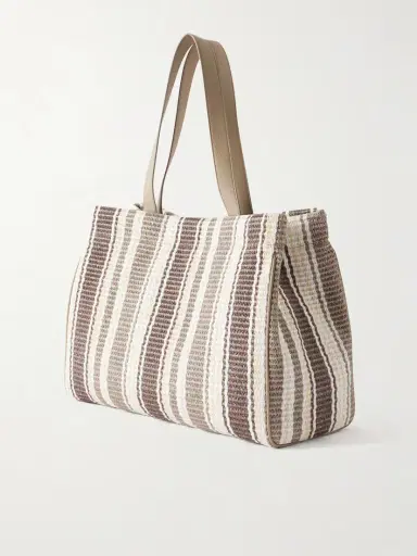 Brunello Cucinelli Striped Leather-trimmed Raffia Tote | Thumbnail 4 Brunello Cucinelli Striped Leather-trimmed Raffia Tote | Thumbnail 4