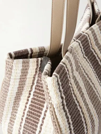 Brunello Cucinelli Striped Leather-trimmed Raffia Tote | Thumbnail 5 Brunello Cucinelli Striped Leather-trimmed Raffia Tote | Thumbnail 5