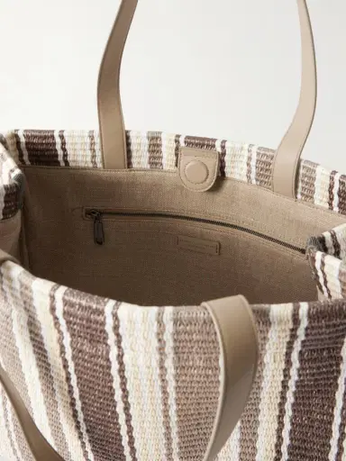 Brunello Cucinelli Striped Leather-trimmed Raffia Tote | Thumbnail 6 Brunello Cucinelli Striped Leather-trimmed Raffia Tote | Thumbnail 6