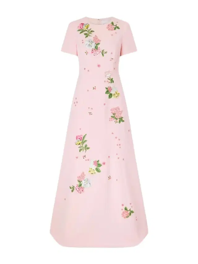 Floral-embroidered Crepe Gown