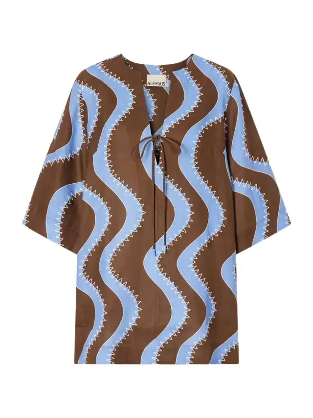 ALÉMAIS Frankie Printed Embroidered Linen Mini Dress