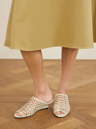 TOTEME Woven Leather Wedge Mules | Thumbnail 2