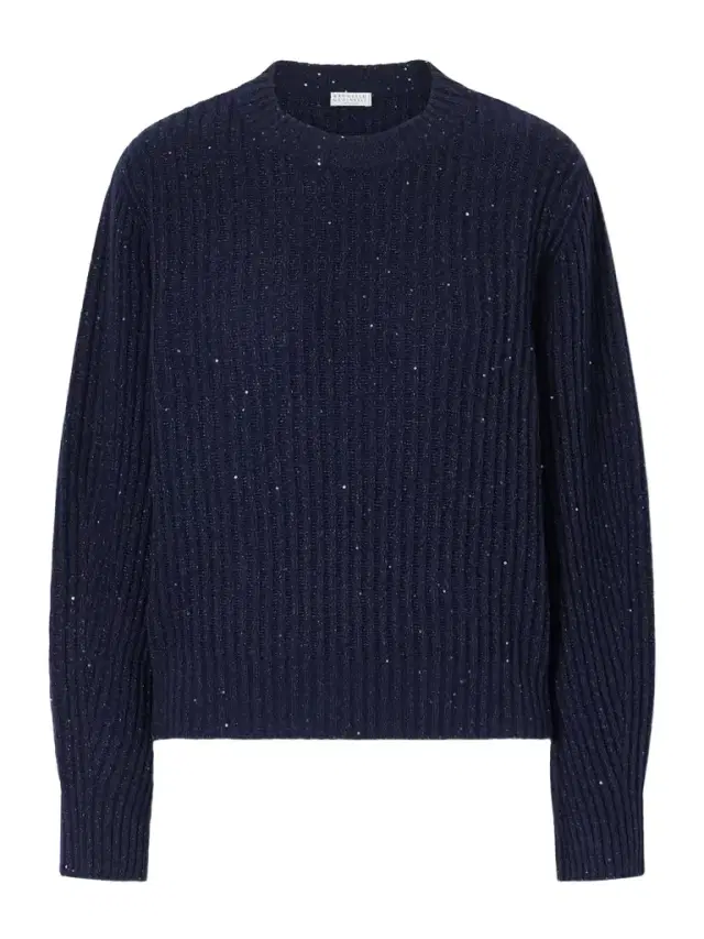 Brunello Cucinelli Sequin-trimmed Ribbed-knit Sweater