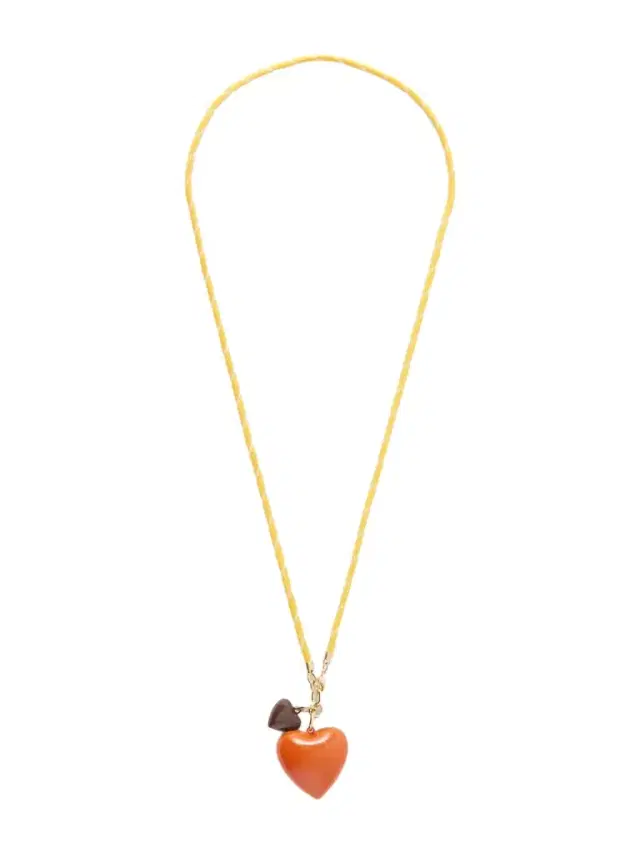 Roxanne Assoulin The Mini Puffy Heart Gold-tone, Enamel And Cord Necklace