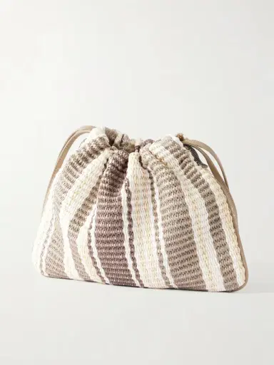 Brunello Cucinelli Striped Leather-trimmed Raffia Shoulder Bag | Thumbnail 4 Brunello Cucinelli Striped Leather-trimmed Raffia Shoulder Bag | Thumbnail 4