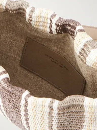 Brunello Cucinelli Striped Leather-trimmed Raffia Shoulder Bag | Thumbnail 6 Brunello Cucinelli Striped Leather-trimmed Raffia Shoulder Bag | Thumbnail 6
