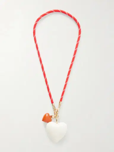 Roxanne Assoulin The Mini Puffy Heart Gold-tone, Enamel And Cord Necklace | Thumbnail 3 Roxanne Assoulin The Mini Puffy Heart Gold-tone, Enamel And Cord Necklace | Thumbnail 3