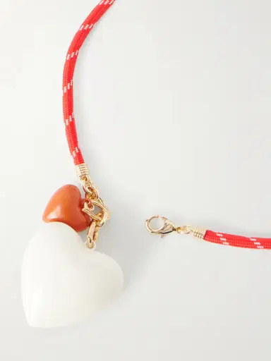 Roxanne Assoulin The Mini Puffy Heart Gold-tone, Enamel And Cord Necklace | Thumbnail 4 Roxanne Assoulin The Mini Puffy Heart Gold-tone, Enamel And Cord Necklace | Thumbnail 4