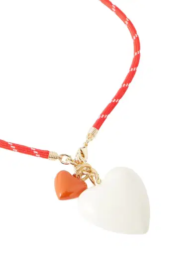 Roxanne Assoulin The Mini Puffy Heart Gold-tone, Enamel And Cord Necklace | Thumbnail 1 Roxanne Assoulin The Mini Puffy Heart Gold-tone, Enamel And Cord Necklace | Thumbnail 1