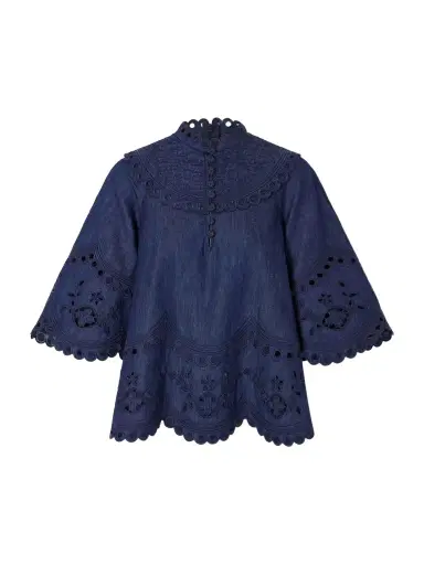 Zimmermann Mahon Broderie Anglaise Denim Shirt | Thumbnail 1 Zimmermann Mahon Broderie Anglaise Denim Shirt | Thumbnail 1