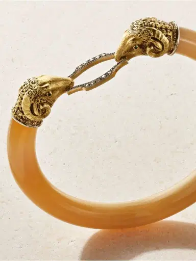 Stephanie Windsor Ram Head Vintage 18-karat Gold And Agate Bangle | Thumbnail 3 Stephanie Windsor Ram Head Vintage 18-karat Gold And Agate Bangle | Thumbnail 3