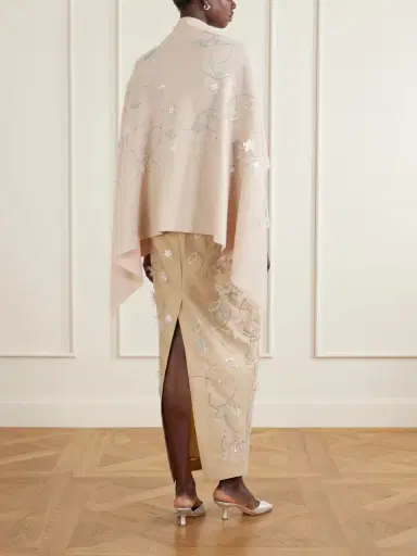 BERNADETTE Shirene Embellished Embroidered Cashmere-blend Cape | Thumbnail 3 BERNADETTE Shirene Embellished Embroidered Cashmere-blend Cape | Thumbnail 3