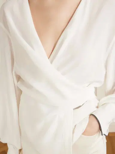 Brunello Cucinelli Wrap Silk Blouse | Thumbnail 4
