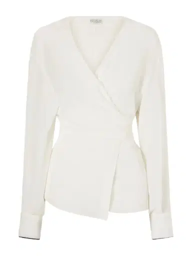 Brunello Cucinelli Wrap Silk Blouse | Thumbnail 1