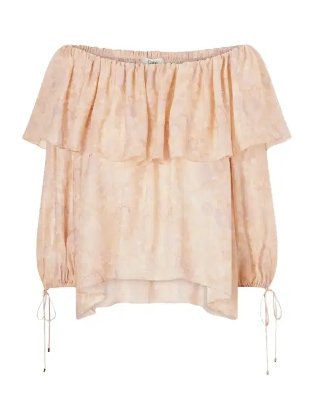 Chloé Off-the-shoulder Ruffled Floral-print Silk-charmeuse Blouse