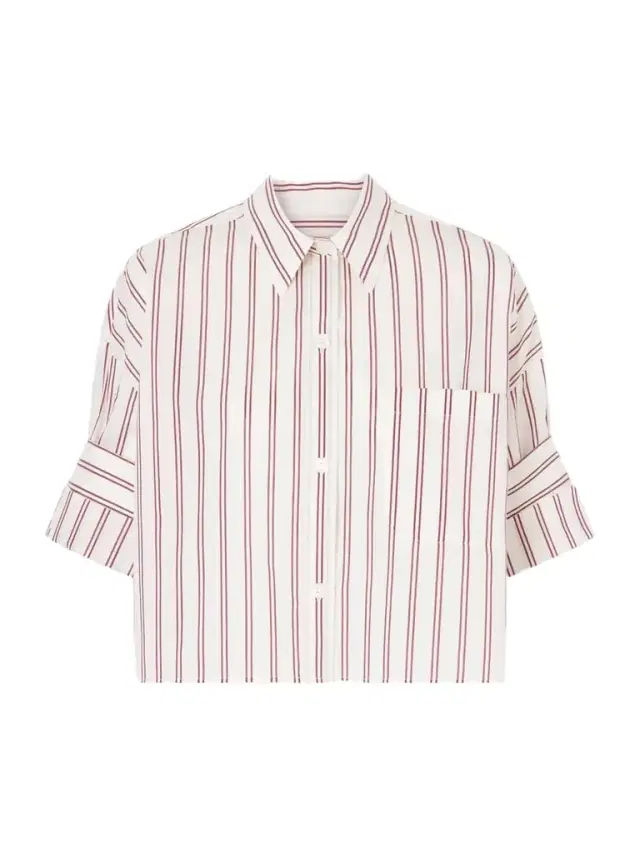 Next Ex Cropped Striped Cotton And Silk-blend Shirt