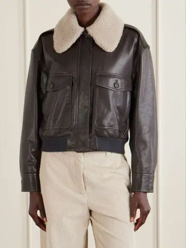 Brunello Cucinelli Shearling-trimmed Leather Jacket | Thumbnail 3 Brunello Cucinelli Shearling-trimmed Leather Jacket | Thumbnail 3